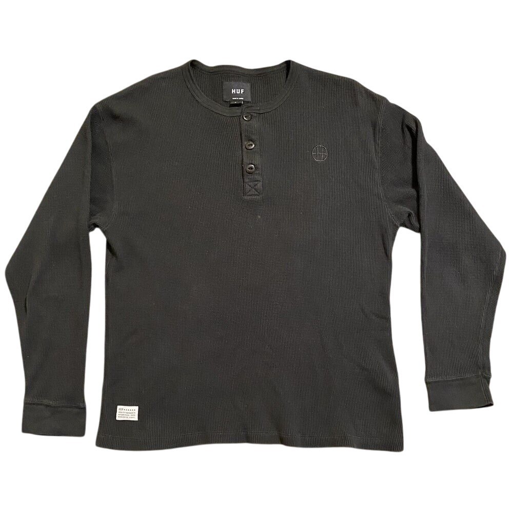 HUF Worldwide Long Sleeve Shirt Thermal Pullover Black Medium M Skateboarding